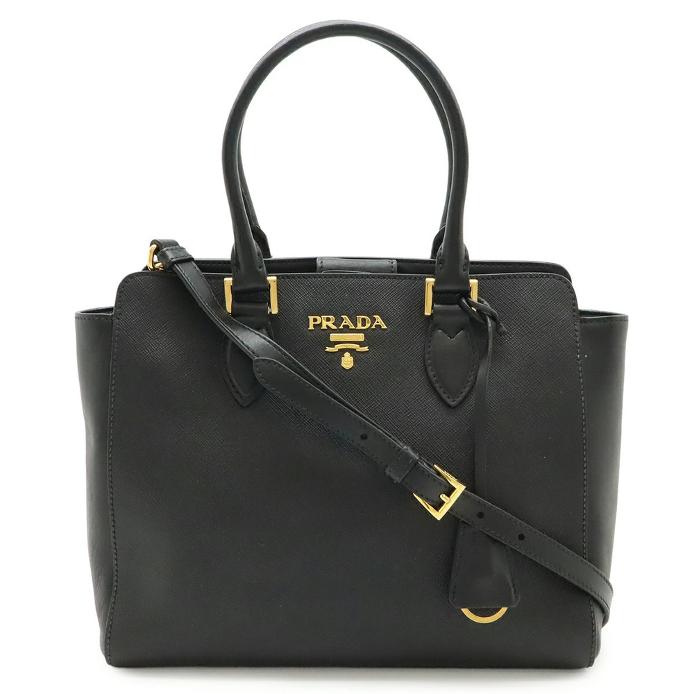 Prada Saffiano Leather Handbag Crossbody Bag Black Nero Black